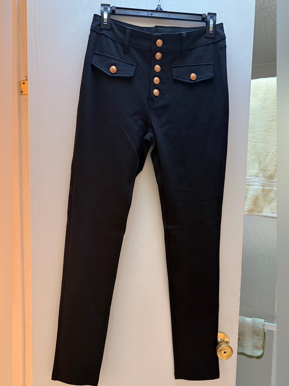 Gilli Black Jeggings with Gold Buttons